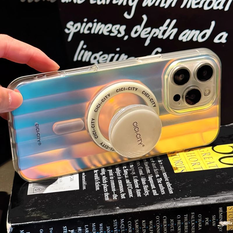 Coque de téléphone Aurora unie coréenne et japonaise compatible avec iPhone 16/15 Max, support magnétique, style frais_voghion.com