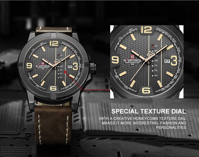 Montre à quartz pour homme NAVIFORCE Lingxiang 9177, étanche, avec calendrier et bracelet_voghion.com