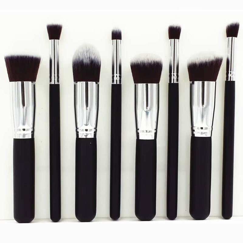 8-teiliges Make-up-Pinsel-Set, schwarzer Griff, goldene Röhre, silberne Röhre, schwarzer Griff, Set, heißer Verkauf in Europa und Amerika, 6 Farben, hergestellt von GUJHUI_voghion.com