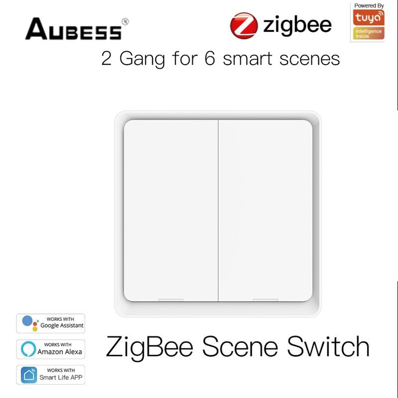 AUBESS 1/2/3/4 Gang Tuya ZigBee Smart Wireless Remote Szene Wand Schalter Push Button Controlle Über Alexa Google Hause_voghion.com