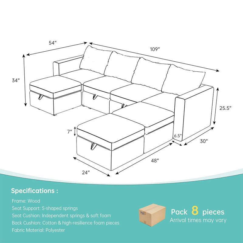 Livelylodge Modern L-Shaped Modular Sectional Sofa, Polyester Upholstery With Sturdy Wooden Frame, Comfortable Couch For Living Room Or Office, Space-Saving Design 109''L X 78''W X 34''H_voghion.com