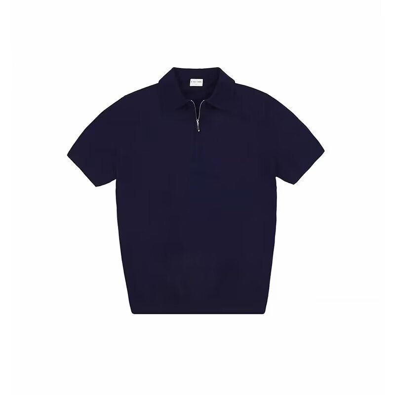 Herrenbekleidung Fabrik Direktverkauf Eisseide Strickoberteile für Männer High-End Sommer Leichte Luxus Herrenmode Kurzarm Poloshirt Halbreißverschluss_voghion.com