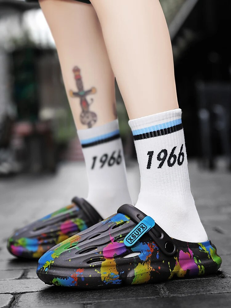 Slippers Beach Hollow Hole Man Platform Sandals Summer Men Casual Shoes EVA Slides Outdoor Flip-Flops_voghion.com