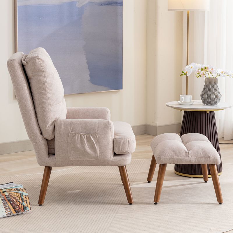 Fauteuil inclinable avec repose-pieds, réglable en 5 positions et rangement latéral, design ergonomique pour le salon_voghion.com
