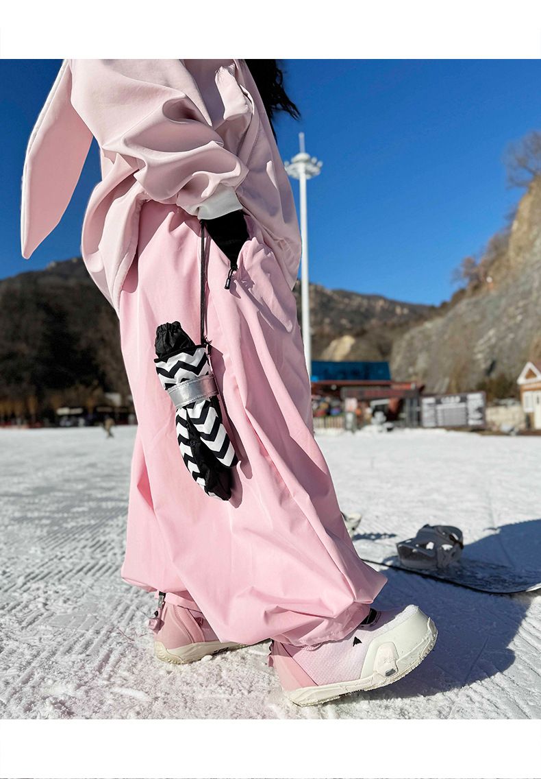 Wasserdichte Unisex-Skihose für Damen und Herren – Winddichte Snowboardhose mit Wärmeisolierung, leicht und strapazierfähig für Wintersport (Pink)_voghion.com