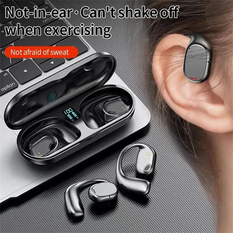 Căști wireless noi, conducție osoasă, impermeabile, cu ureche deschisă, agățate, căști stereo cu anulare a zgomotului pentru Android IOS_voghion.com