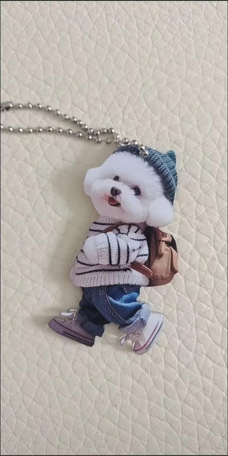 Ny kreativ hundryggsäck bil akryl platt söt nyckelring present till bästa vänner hänge_voghion.com