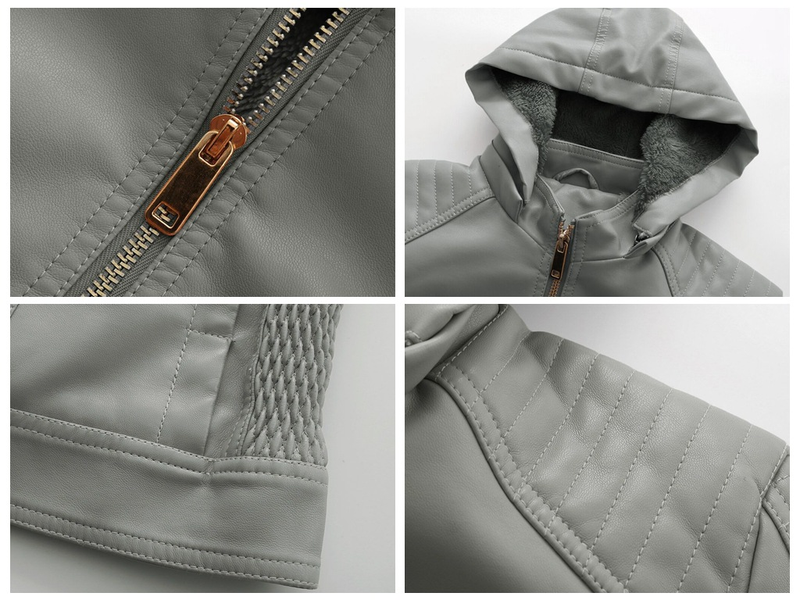 Damenbekleidung, große Größe, Plus-Samt-Lederbekleidung, Damen-Kapuzen-Herbst- und Winter-Kurzmantel, warme Freizeitjacke_voghion.com