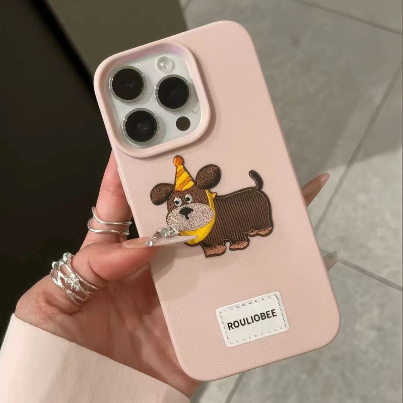 TechGlobe Dog Collection Lychee Pattern 16/15 Pro Phone 14/13/12 Custodia morbida in stile giapponese e coreano_voghion.com