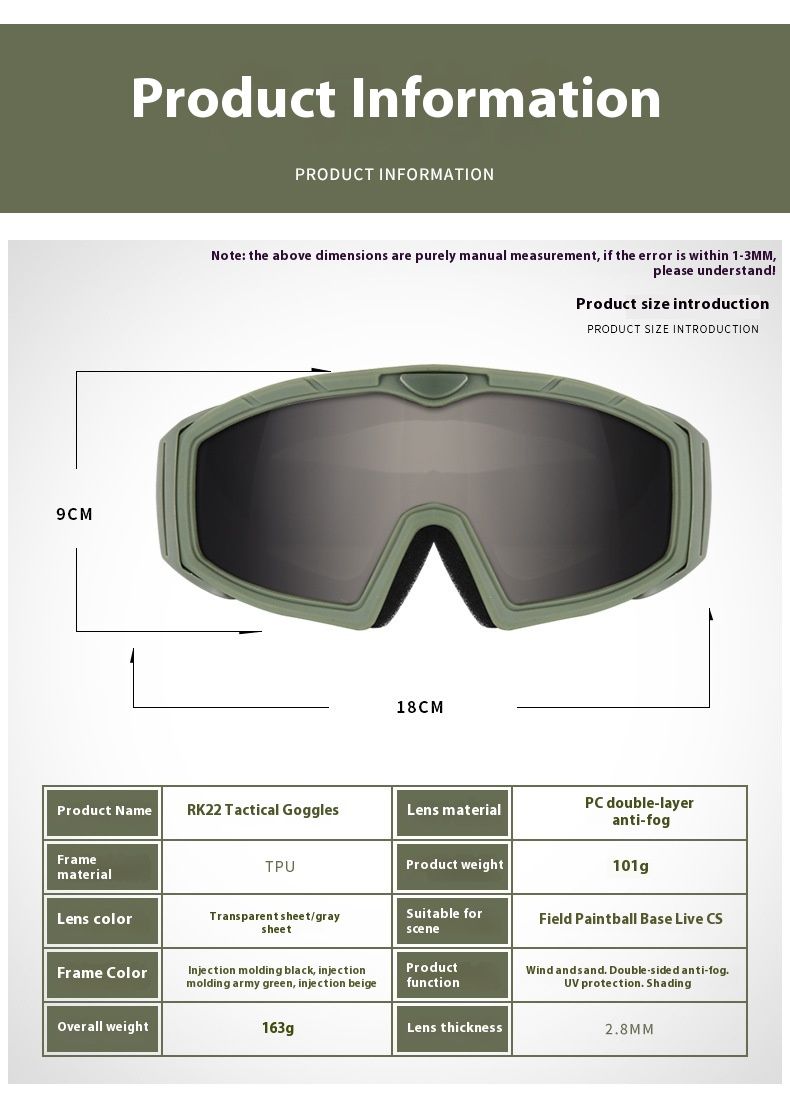 USA sõjaväe taktikalised prillid, kahekihiline udusulgedega, löögikindel kiiver, laskeprillid, tuule- ja liivakindlad väliprillid CS_voghion.com