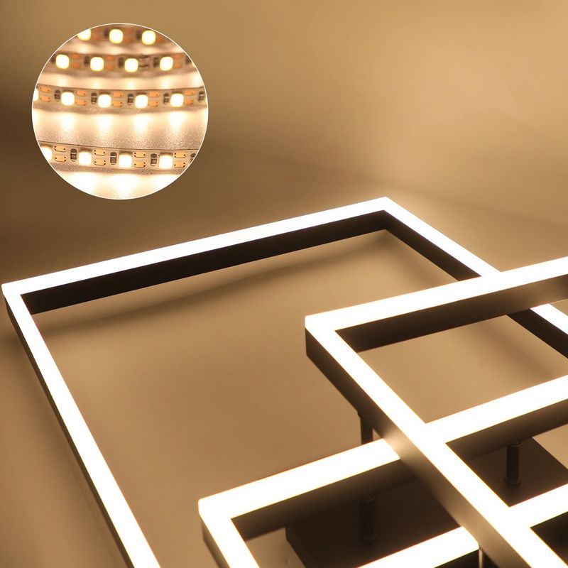 Glitzerlife Deckenlampe LED Deckenleuchte Schwarz - Wohnzimmerlampe Dimmbar Mit Fernbedienung 84W Schlafzimmerlampe Modern Geometrisch Für Flur Büro Esszimmer_voghion.com