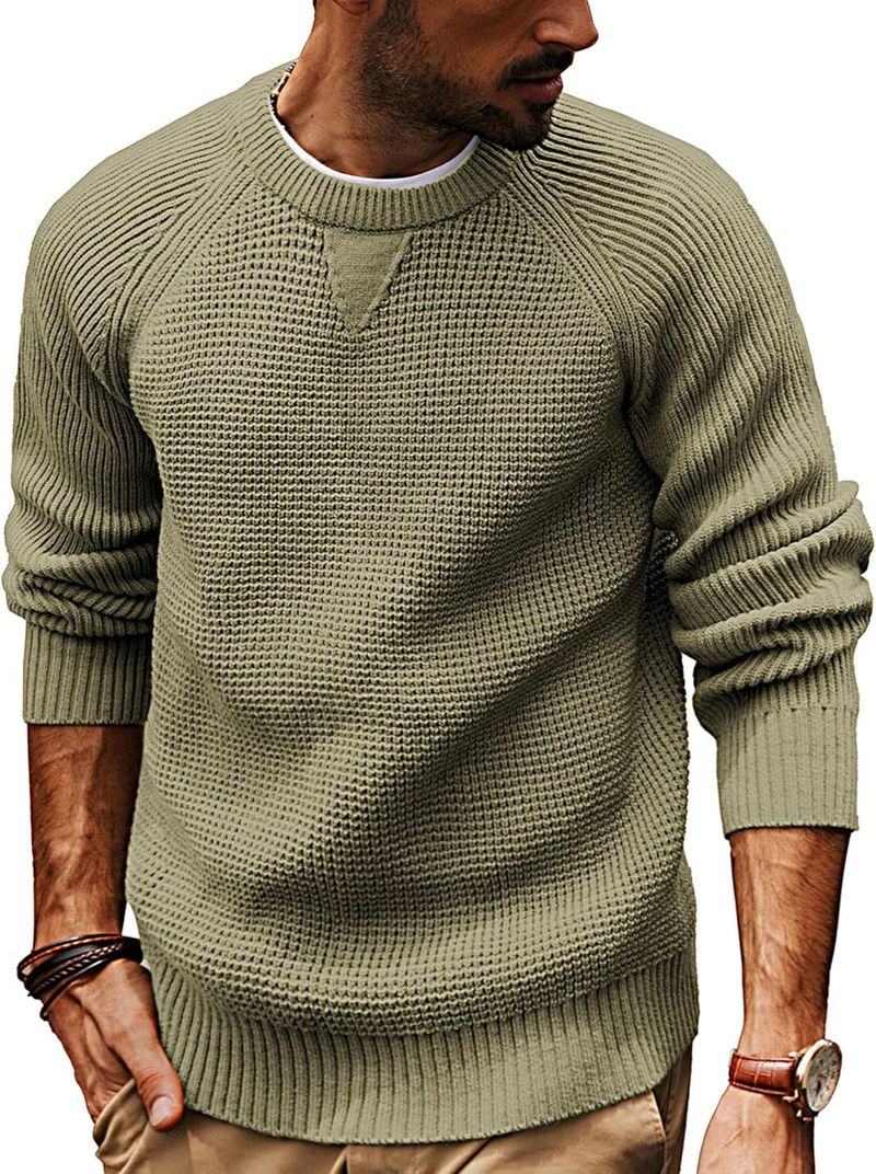 Men's Chunky Knit Sweater – Oversized Winter Pullover With Color-Block Design For Streetwear & Casual Wear_voghion.com