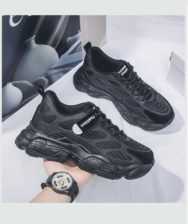 2025 Spring New Breathable Mesh Men's Korean Version Versatile Thick Soled Sports Casual Dad Trendy Shoes_voghion.com