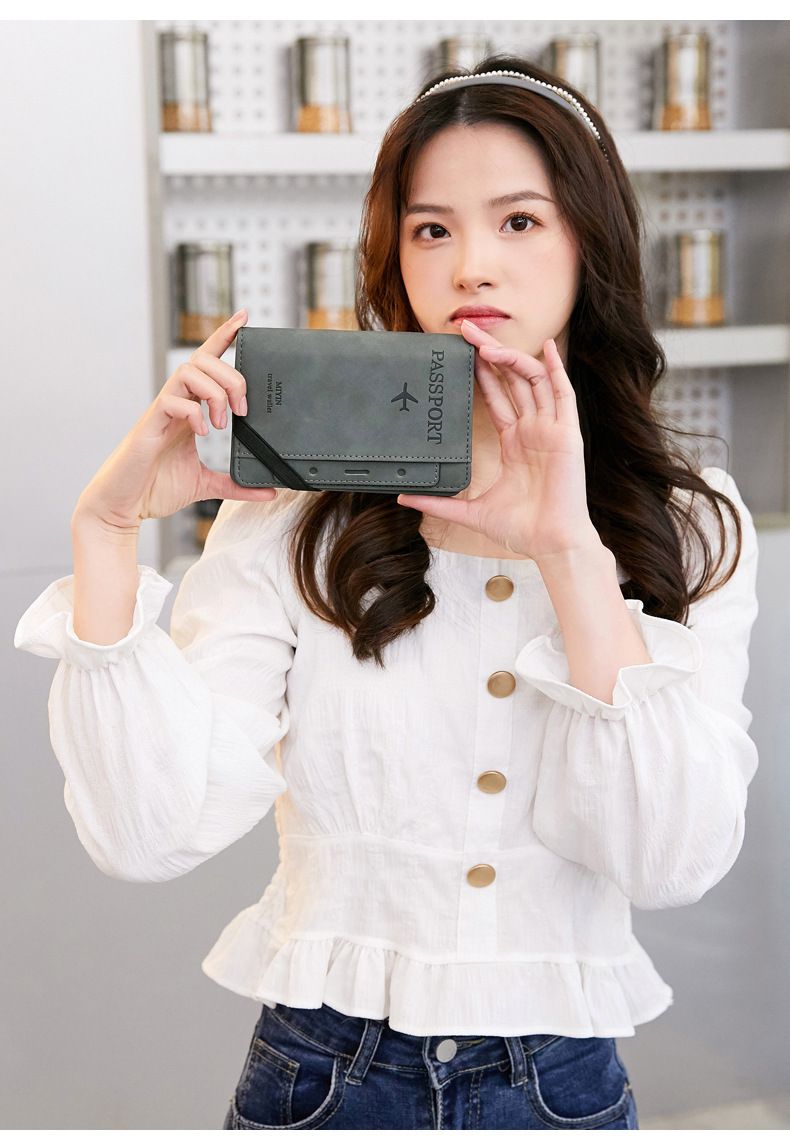 Light Luxury RFID Blocking Passport Holder - Slim Travel Wallet For Men & Women With Vaccine Card Slot, Secure PU Leather Document Organizer_voghion.com