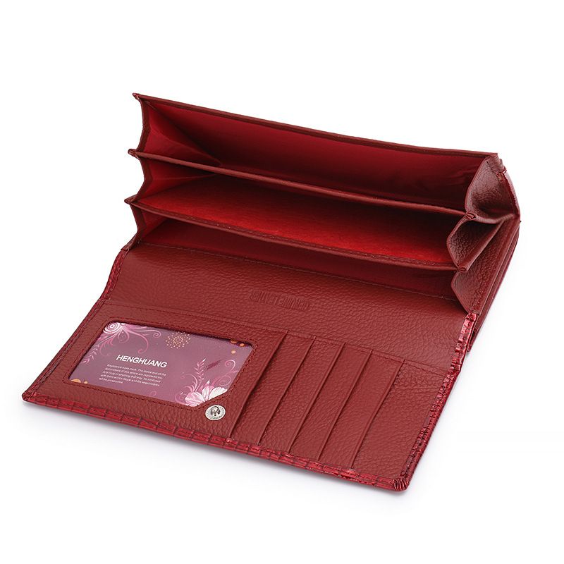 New Women's Genuine Leather Wallet, Patent Leather Crocodile Pattern, High-end Feel, Large Capacity Handbag_voghion.com