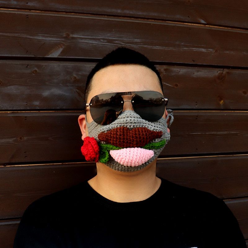 Slēpošanas netīrās pītās ķiveres komplekts, interneta slavenības tāda paša stila smieklīga cepure, adīta parūkas galvas saite, hiphopa personības maska_voghion.com