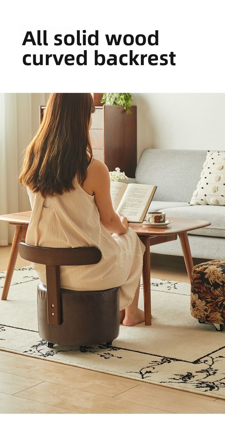 Shoe Changing Style Sofa Solid Wood Small Apartment Bench Movable Low With Backrest Chair Yoyo Stool_voghion.com