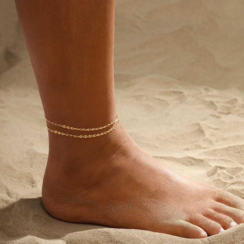 14K Gold Plated Ancient Style Lip Chain Niche Design Minimalist Exquisite High-end Sense Personalized Beach Vacation_voghion.com