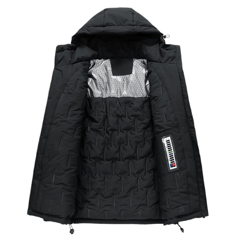 2024 New Winter For Men, Plus Size Loose Casual Cotton Jacket, Trendy Hooded Sports Puffer Jacket With Graphene_voghion.com