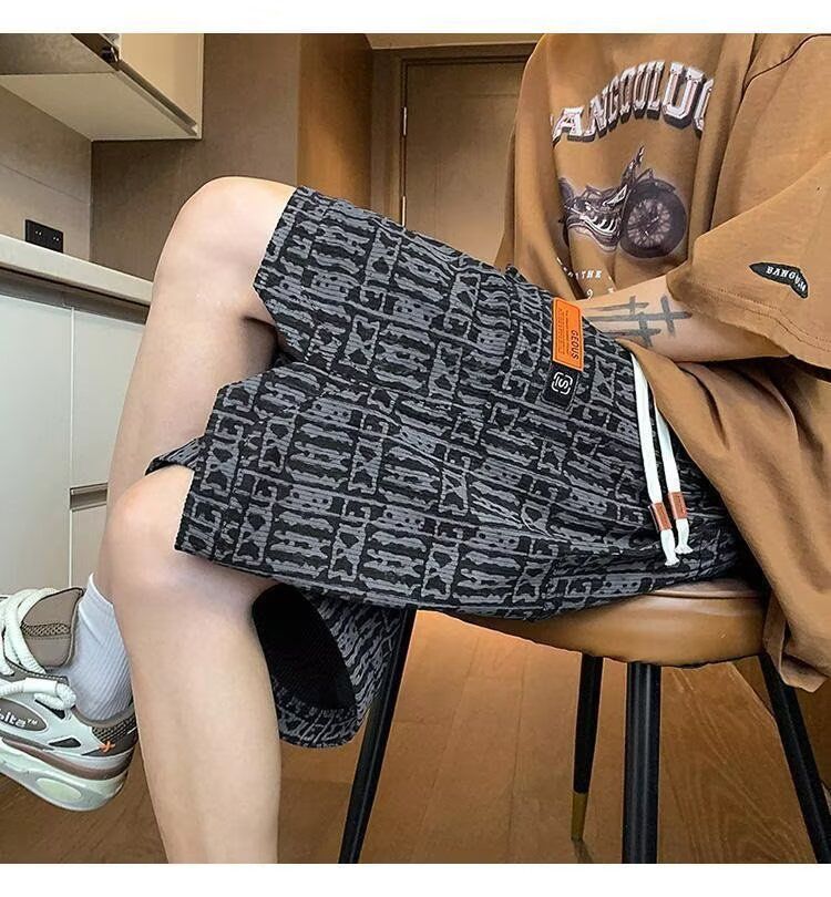 Herrenbekleidung Herren-Cargo-Shorts mit Camo-Print – Streetwear-Freizeitshorts mit lockerer Passform für Strand und Strand für Teenager und Erwachsene (Weiß/Schwarz, Größen M-5XL)_voghion.com