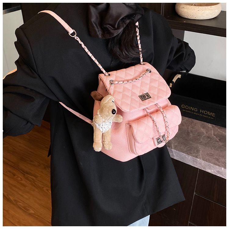 Trendy Quilted Crossbody Bag With Chain Strap - Versatile Shoulder Purse For Women, Soft PU Leather, Lock Closure, Phone Pocket_voghion.com