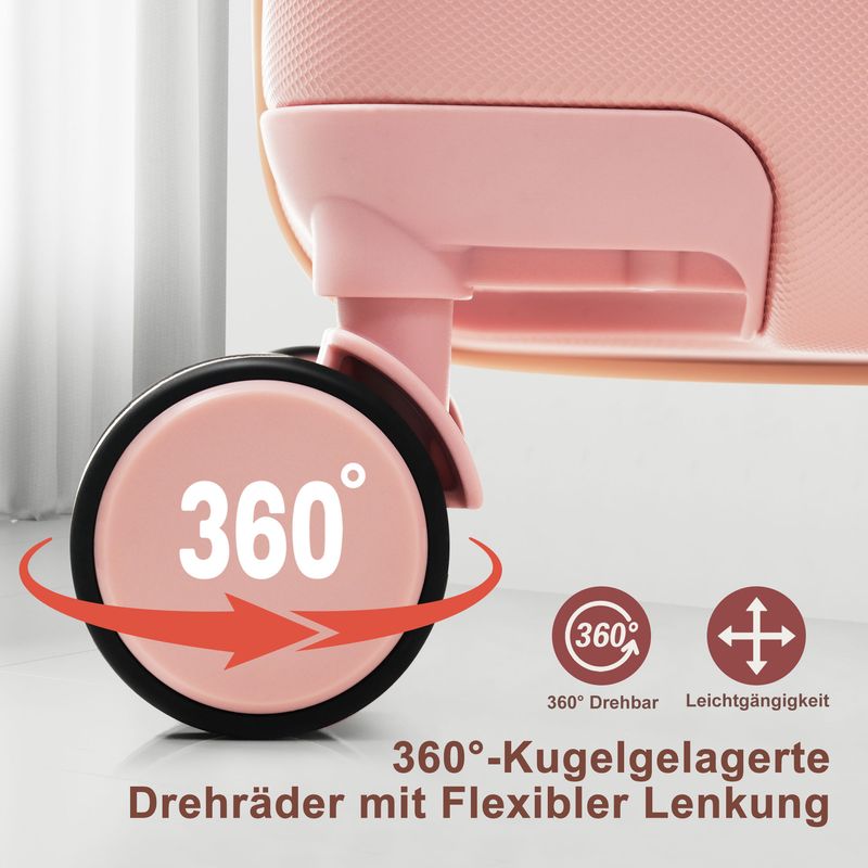 Ensemble de valises rigides en ABS rose avec roulettes pivotantes et cadenas, tailles M-L-XL, trousse de toilette incluse_voghion.com