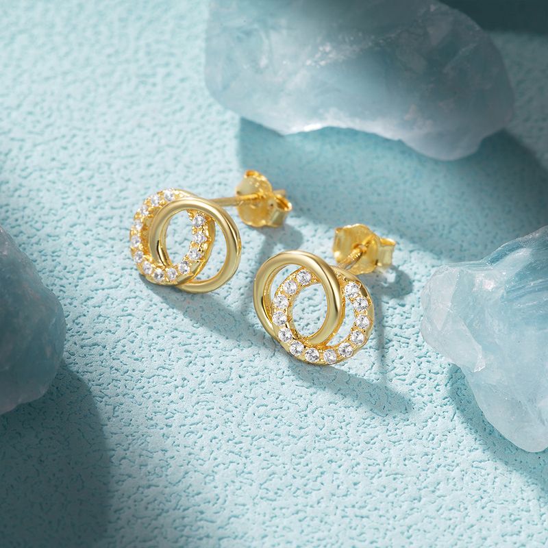 Women's Jewelry 925 Silver Niche Design Simple New Style Net Red Temperament Double Circle Earrings Earrings_voghion.com
