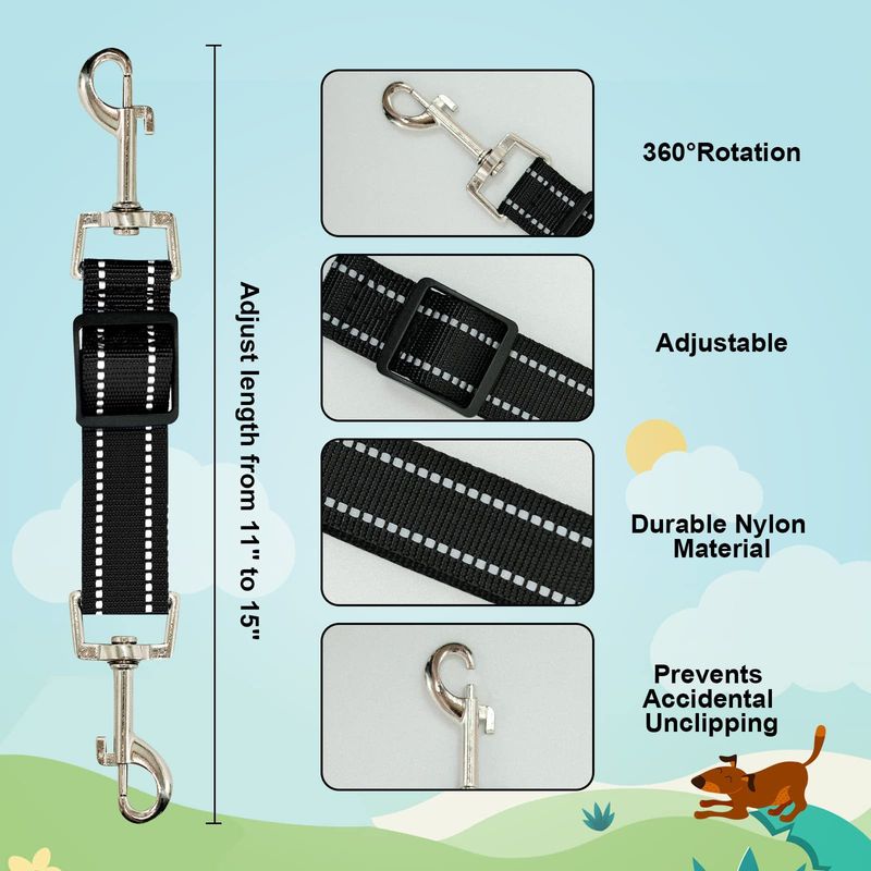 Dog Walking Adjustable Car Seat Belt Extension Rope Pet Leash_voghion.com