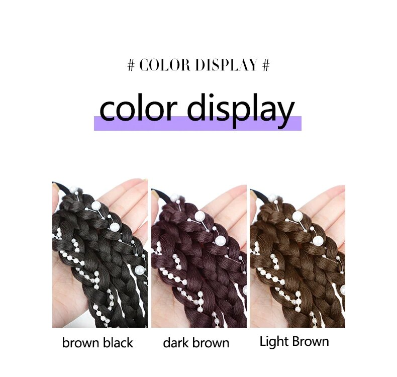 TALANG Trecce sintetiche da boxe Coda di cavallo per donna Elastico Twist Treccia Corda Elastico Accessori per capelli Resistente al calore_voghion.com