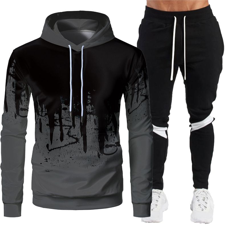 2024. gada jauns komplekts svītrains kapučjakas džemperis ikdienas modei_voghion.com