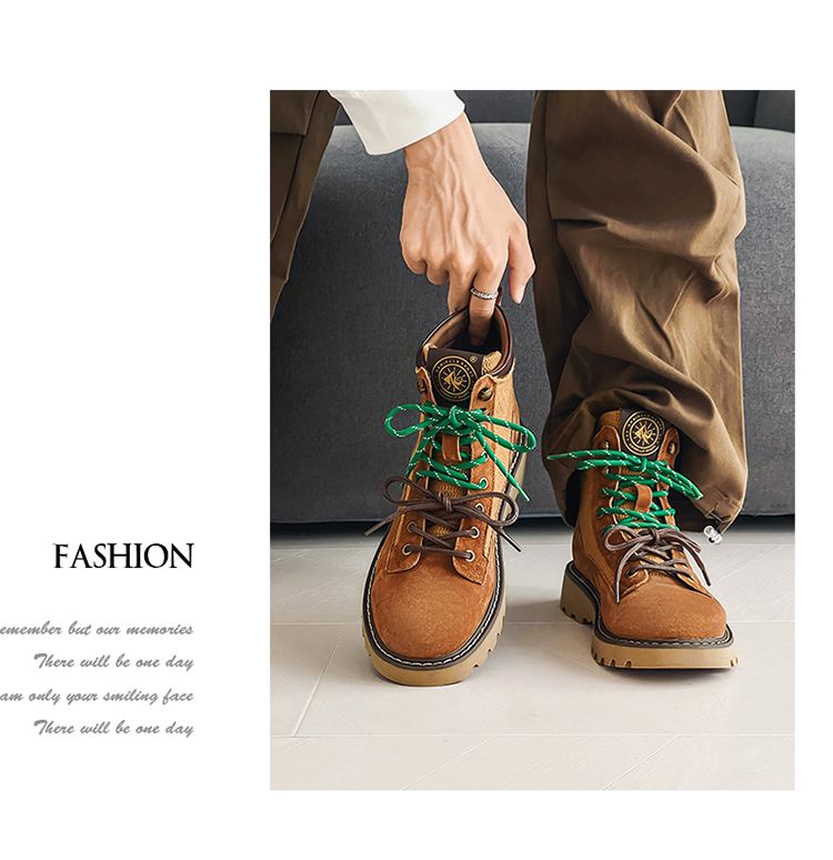Fashionable Pairs Of Shoelaces Hiking Parka Couple Models Worker Boots_voghion.com