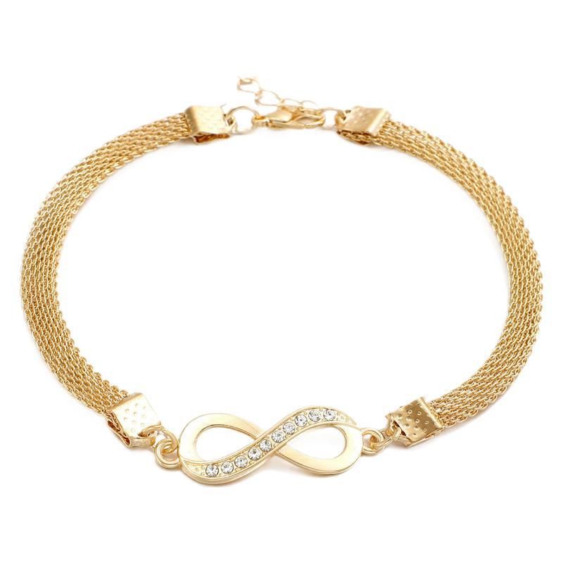 Heißer Verkauf Infinity Diamant-besetzte Figur-8 Kette Kreative Einfache Mode Pendler Legierung Fußkettchen_voghion.com