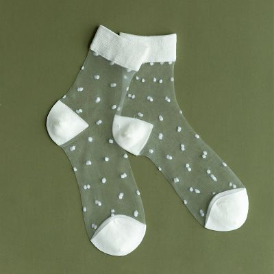 Women's Summer Thin Mid-Calf Glass Silk Long Crystal Breathable Socks_voghion.com