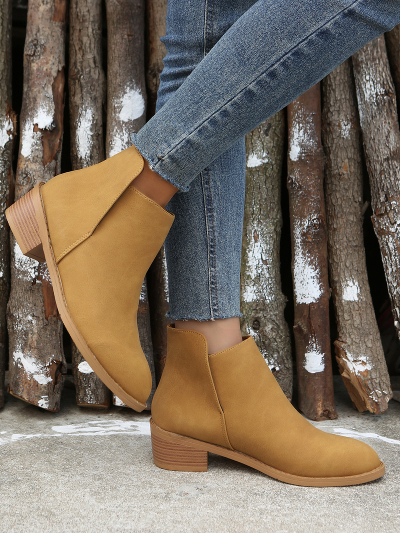 Women's shoes autumn and winter new large size suede Martin boots women's thick heel solid color women's short boots in stock one drop_voghion.com