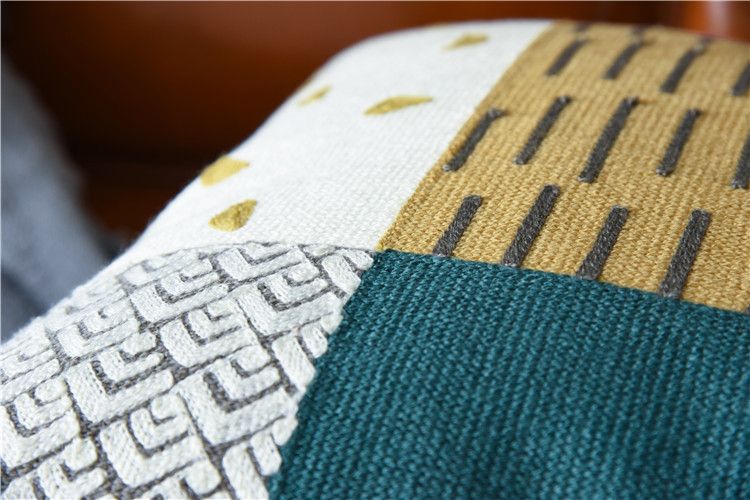 New Nordic Pure Cotton Three-dimensional Marine Life Towel Embroidered Sofa Cushion Color Geometric Embroidered Pillow Case_voghion.com