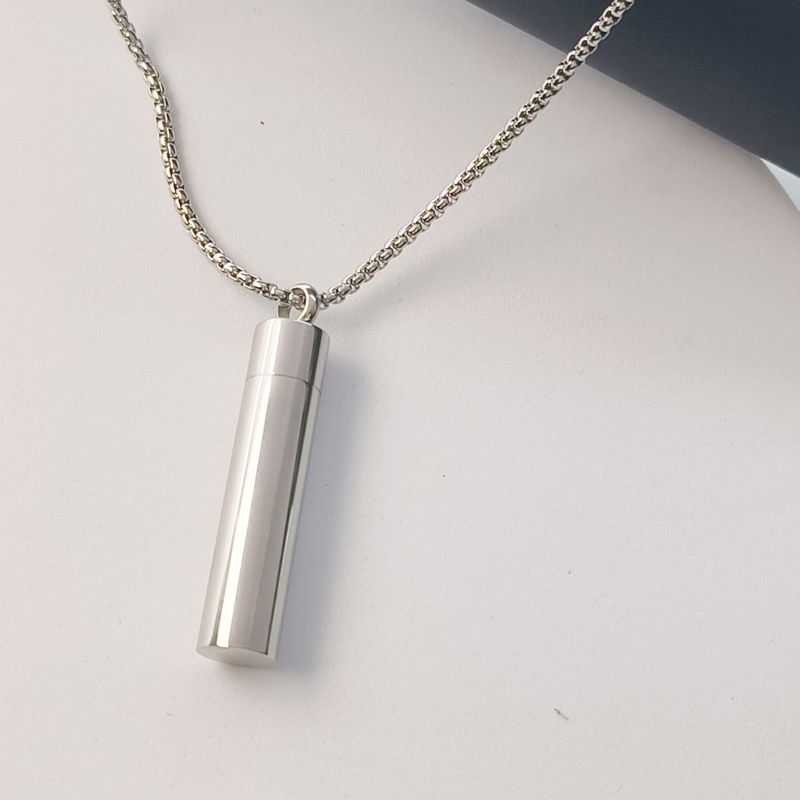 Bottiglia dei desideri in acciaio inossidabile con tubo amuleto apribile, ciondolo cilindrico per coppia di ceneri, collana_voghion.com