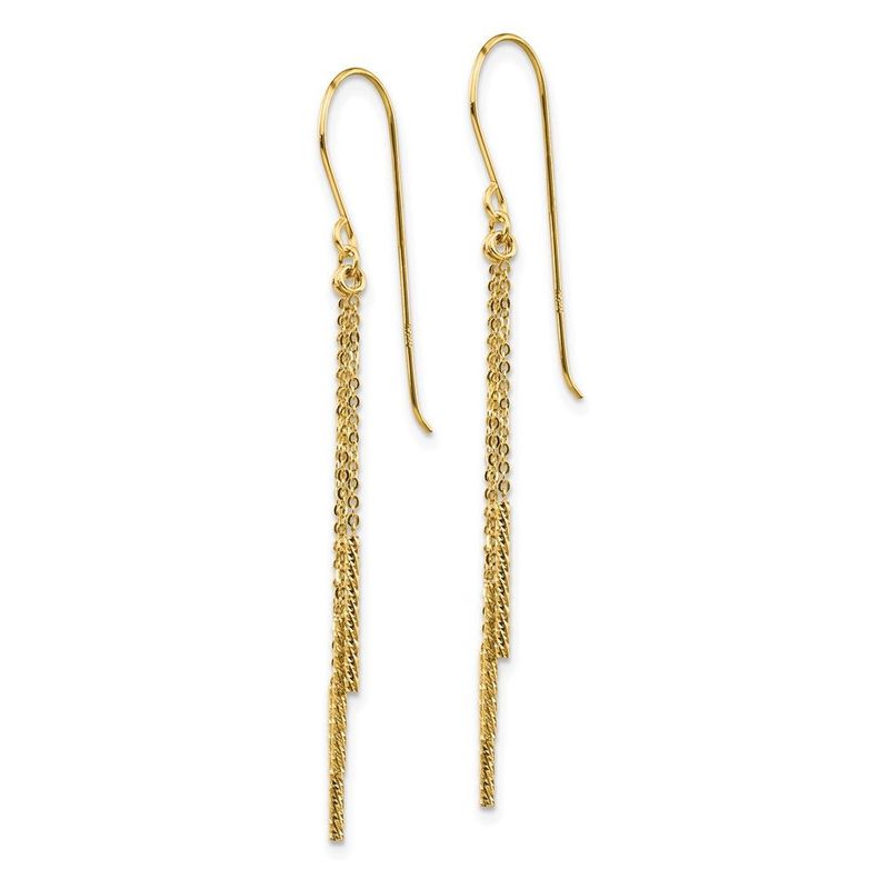 14k Polished Diamond-cut Chain And Bar Shepherd Hook Earrings_voghion.com