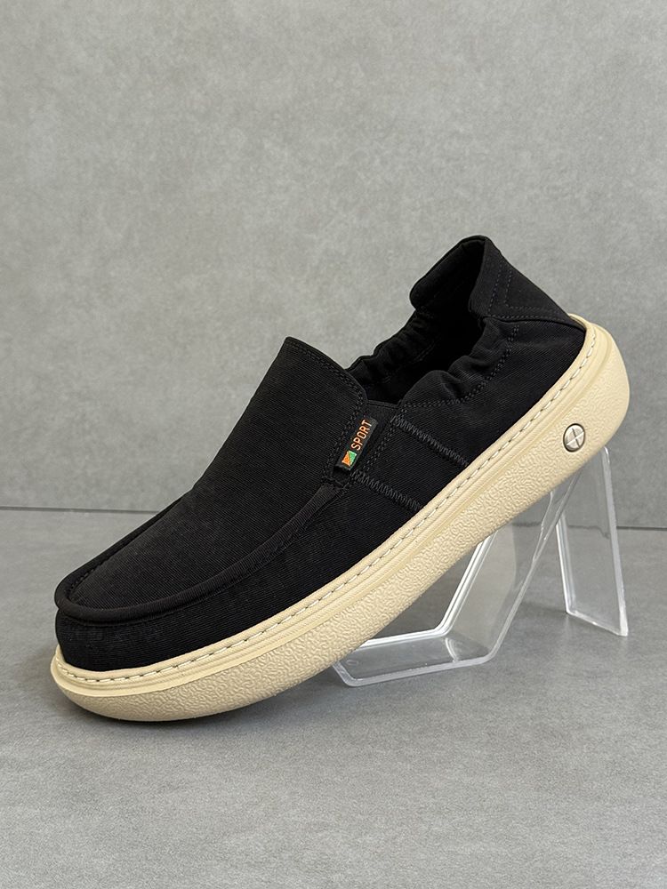 New Summer Men's Lightweight Thick Comfortable Canvas Soft Sole Breathable Casual Shoes Slip-On Loafers_voghion.com