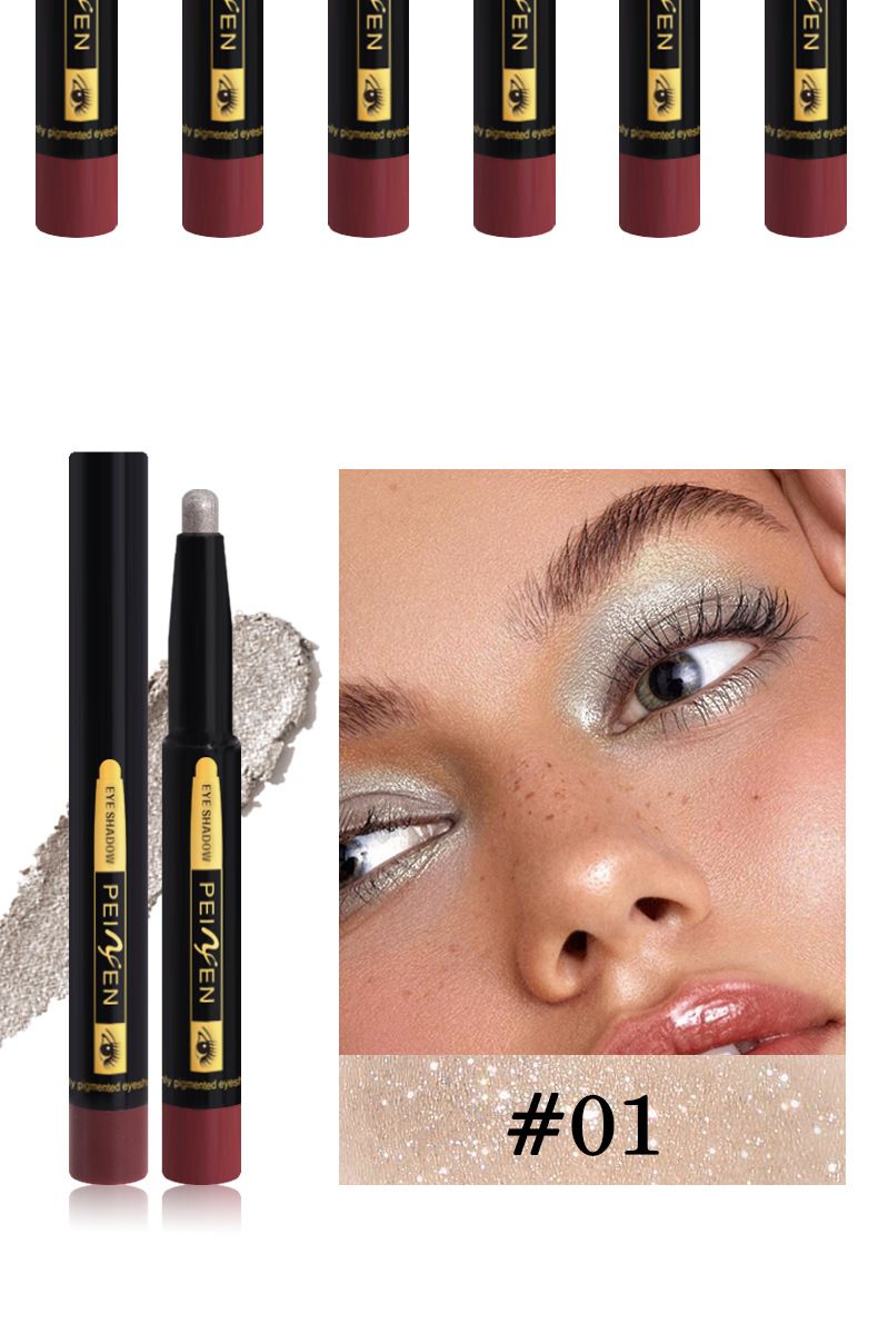 Ombretto Penifen Lazy Eye Shadow Stick Box Penna per ombretto in metallo con paillettes perlate Penna per ombretto lucida a baco da seta multiuso_voghion.com