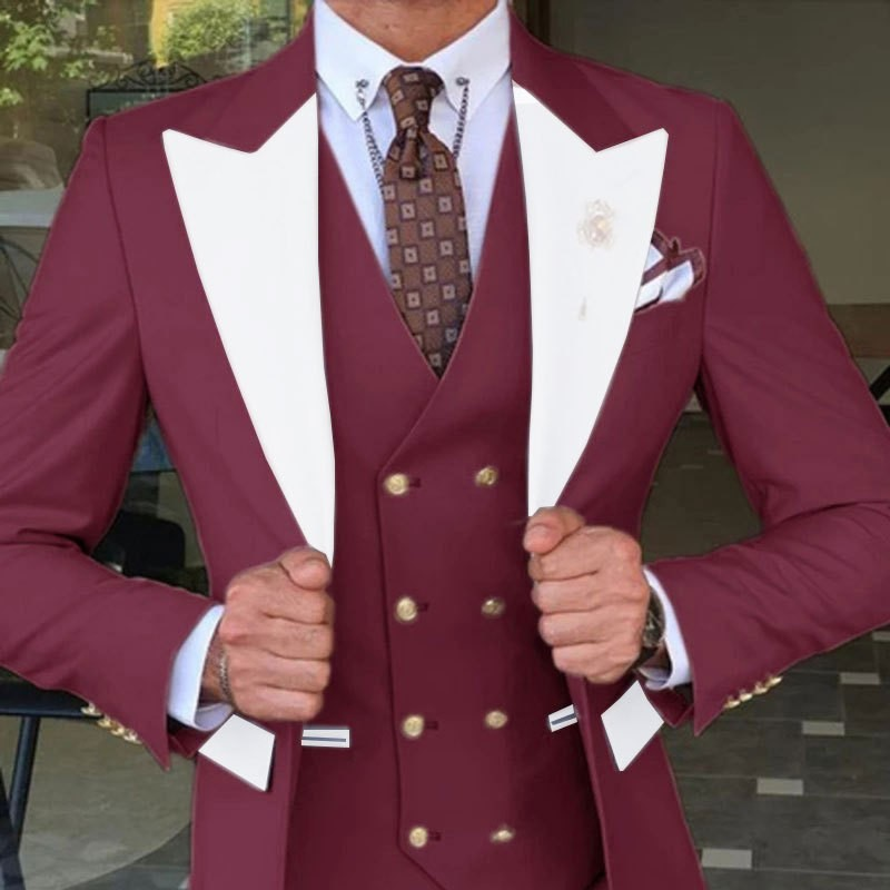 Ensemble trois pièces pour hommes, costume décontracté pour homme d'affaires coréen, coupe cintrée, nouvelle collection 2024_voghion.com