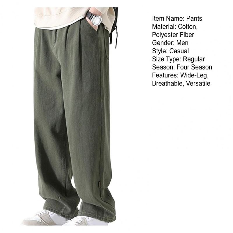 Atmungsaktive, weit geschnittene Arbeitshose im Retro-Stil für Herren, vielseitige, einfarbige Hose für Männer_voghion.com