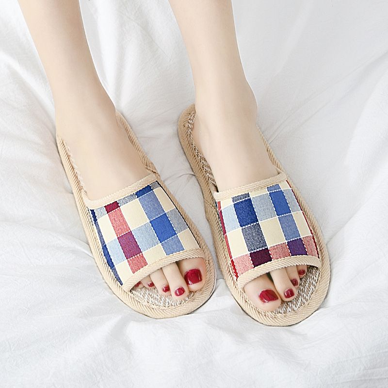 Coppia di pantofole da donna, antiscivolo, resistenti all'usura, in cotone e per pavimenti in legno, con suola morbida in lino, da uomo_voghion.com