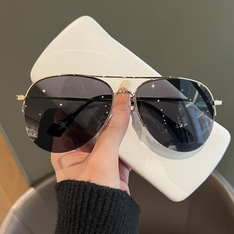 Brown Men High-End Polarized Sunglasses Driving Large Frame Aviator Big Face Sunshade Glasses For Women_voghion.com