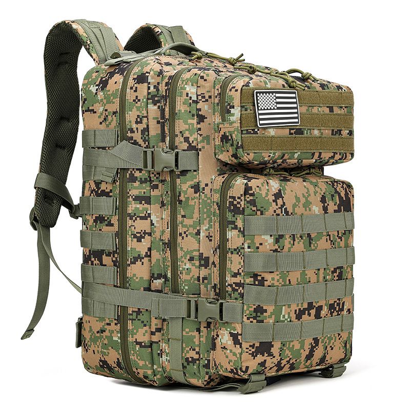 Mochila tática de ataque 3P masculina, mochila multifuncional com capacidade de 45L, camuflagem para esportes de campo, montanhismo, mochila de ombro dupla face_voghion.com