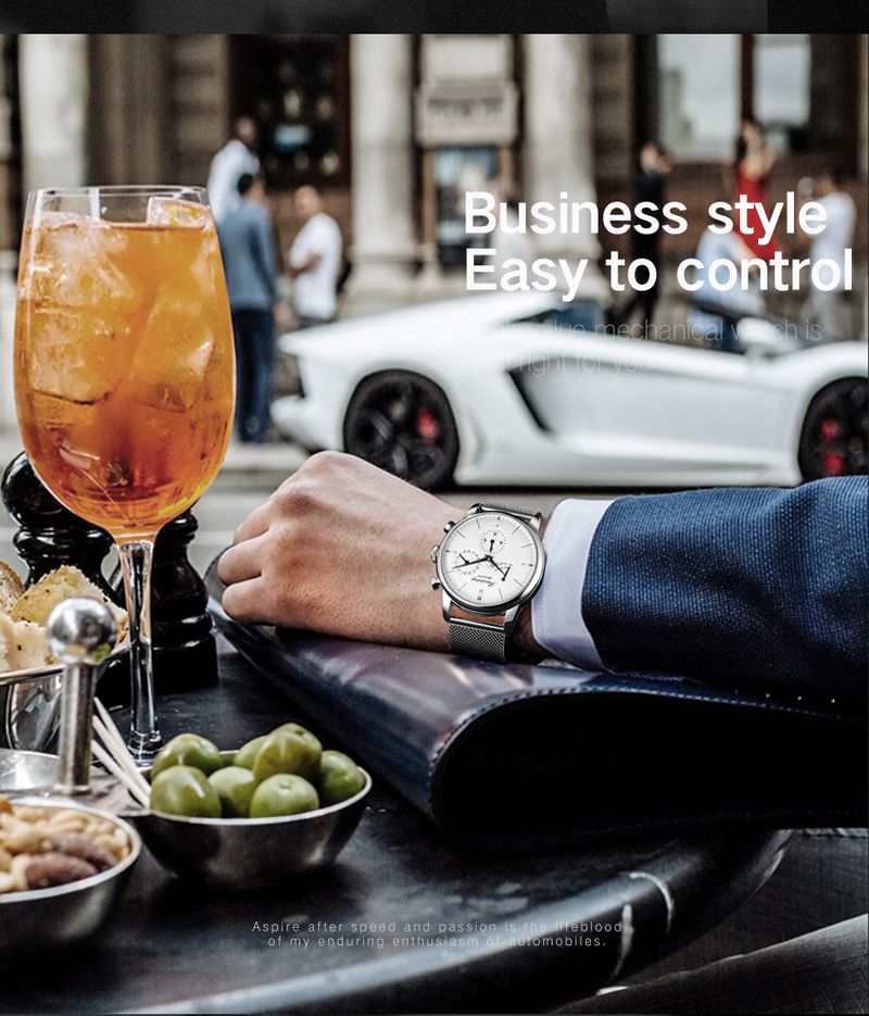 FORSINING High Quality Energy Display Luxury Business Man Watch Automatic Movement Mechanical Men's Watches Waterproof Mesh Belt_voghion.com