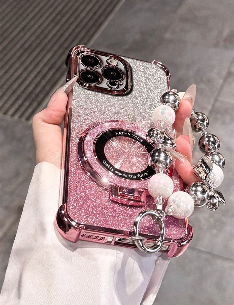 Luxury Bead Bracelet Ring Shockproof Case For Huawei Nova 13 Pro 12 11 10 9 8 7 6 5 Pro SE Silicone Glitter Stand Holder Cover_voghion.com