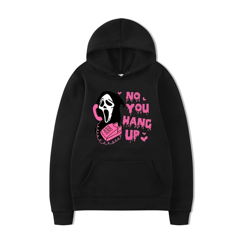 Felpa con cappuccio di Halloween "No You Hang Up", stampa colorata, manica lunga, casual, ampia_voghion.com