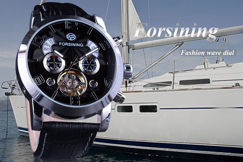 Orologio automatico di lusso da uomo con tourbillon e quadrante grande, cinturino in vera pelle, fibbia in acciaio inossidabile, vetro minerale, orologio casual alla moda_voghion.com