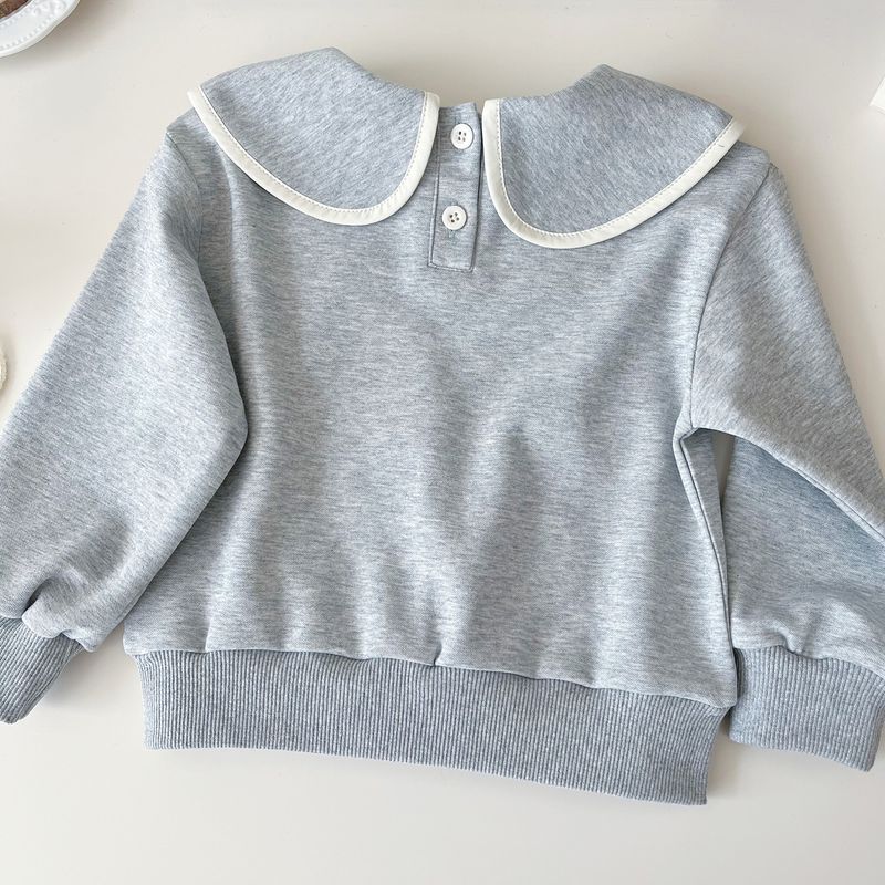 2024 autunno nuova versione coreana ragazze bavero fiocco felpa con cappuccio per bambini manica lunga gonna corta due pezzi set, 67339_voghion.com