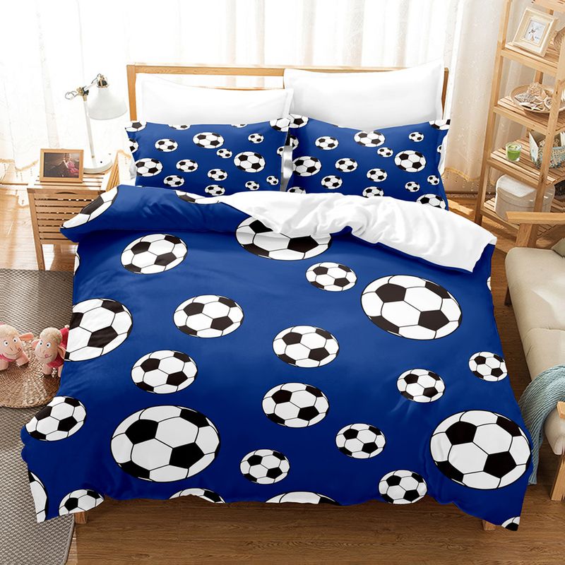 Fußball-Druck Dreiteiliges Set 3D Digital Bettwäsche Set Bettlaken Quilt Set Zweiteiliges Set_voghion.com